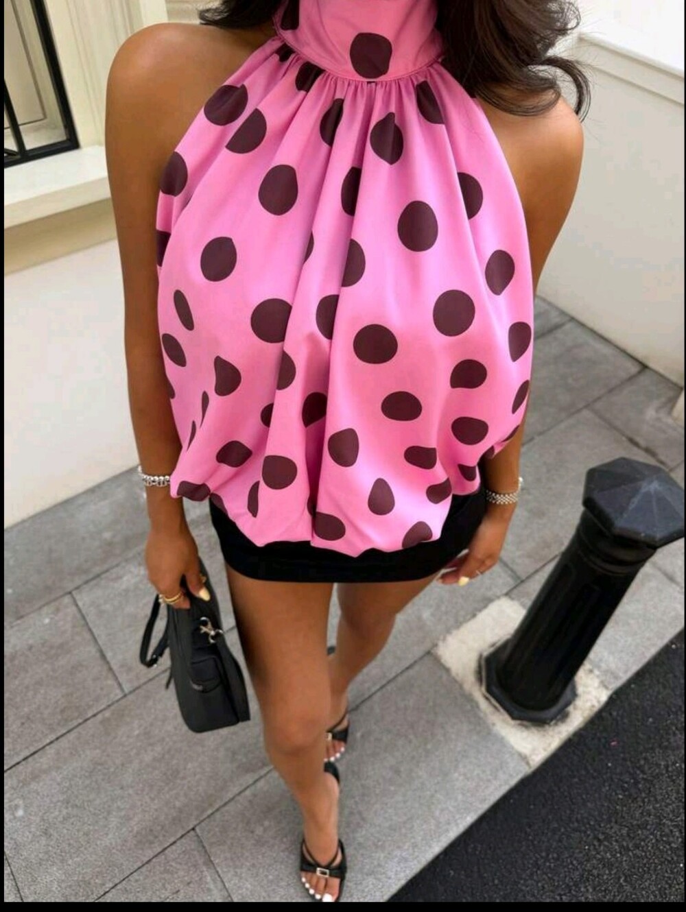 Aloruh Women's Polka Dot Print Halter Top, Fashionable For Dates,Summer Top - Picture 7 of 7